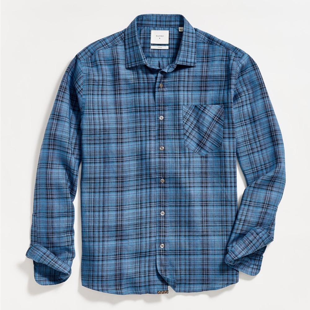 BILLY REID Men’s Tuscumbia Long Sleeve Button Down Summer 2023 Blue Plaid NWT
